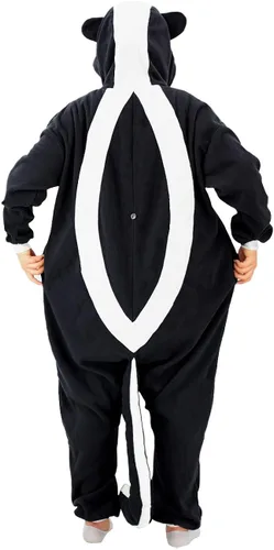 Vista 5 de YUNTAISHAN Pijama de skunk para adultos, disfraz de skunk para cosplay, disfraz de animal de Halloween, mono de una pieza para hombres y mujeres