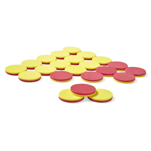 Vista 9 de hand2mind Contadores de espuma de dos colores, rojo y amarillo, manipulantes, chips, bingo matemático, 200