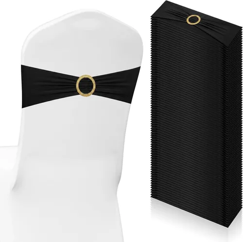 Vista 16 de Tegeme Funda elástica para silla de 80 piezas, color negro, plateado