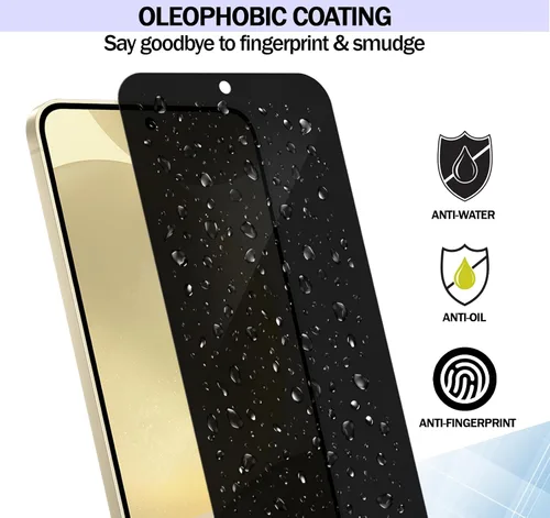 Vista 4 de RKINC Protector de pantalla [paquete de 3] para Samsung Galaxy A71, protector de pantalla de vidrio templado de privacidad