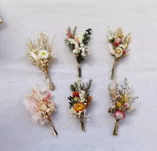 Vista 6 de Mini ramo de flores secas ramos secos de rosas buzón de regalo Boutonniere Pastel de flores BOHO (A)
