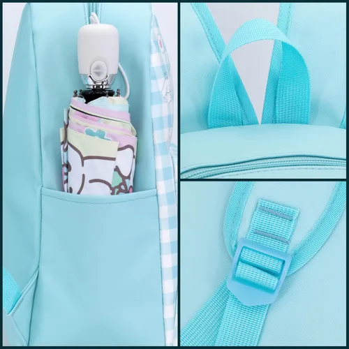 Vista 7 de Roffatide Dibujos animados Cinnamoroll Todo Sobre Impresión a Cuadros Casual Mochila Linda Mochila Viaje Bicicleta Mochila Senderismo Mochila Azul