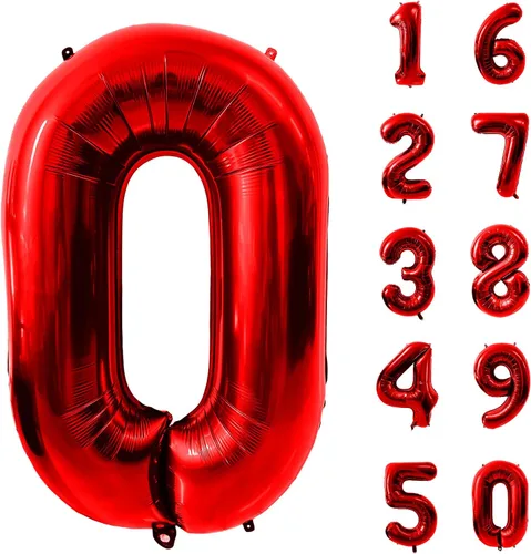 Vista 312 de Globos gigantes de helio de aluminio de 40 pulgadas, color negro, globos digitales grandes del número 0 para decoración de fiesta de cumpleaños