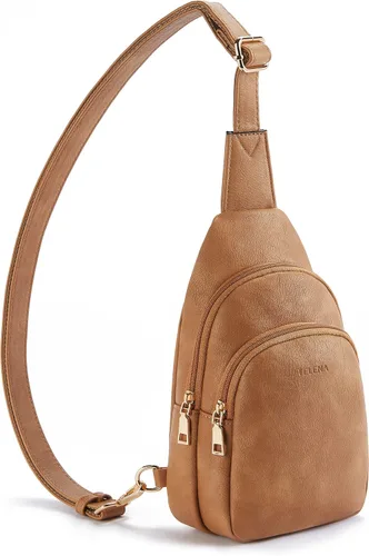 Vista 85 de Telena Riñonera pequeña para mujer, de cuero, cangureras, bolsa de pecho para mujer