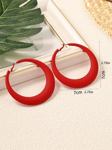 Vista 4 de Aretes de aro coloridos para mujer, aretes colgantes de neón de los años 80 y 90, aretes retro mate grandes, aretes gruesos exagerados, joyería Y2K
