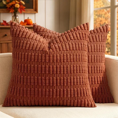 Vista 33 de MIULEE - Paquete de 2 fundas de cojín decorativas de corduroy, modernas y boho, suaves, con rayas, decoración del hogar, sofá, sala de estar, sillón
