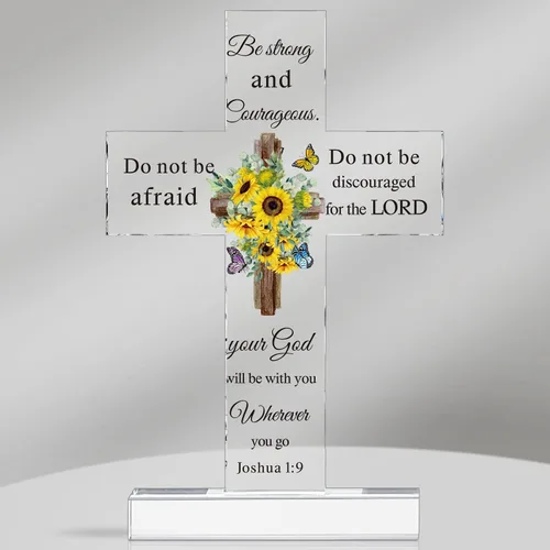 Vista 14 de Regalos Cristianos de Acrílico Chunful para Mujer y Hombre Cruz de Jesús Religiosa y Decorativa con Versículos de la Biblia y Oraciones Cruz