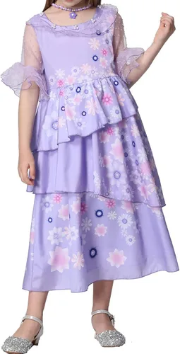 Vista 5 de Mirabel Isabella - Vestido de disfraz para niñas disfraz de princesa Madrigal vestido de Halloween con bolsa