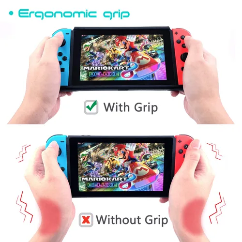 Vista 3 de Protective Case for Nintendo Switch Grip Case with 7 Storage Slots for Game Cards Multi-Angle Adjustable Stand Grip Cover with Shock-Absorption and