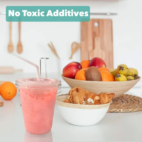 Vista 6 de [500 juegos de 16 onzas con tapas] Vasos de plástico transparente con tapas, batidos de jugo de café helado, desechables, reciclables para bebidas