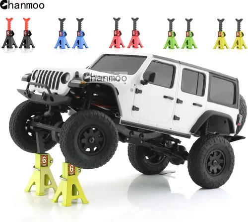Vista 7 de 1/24 RC Toy Jack Stands 1/18 Simulación 6 Ton Metal Ajustable Mini Jack Soporte para 1:18 1:24 Escala Crawler Car Axial SCX24 Kyosho Tamiya HSP Negro