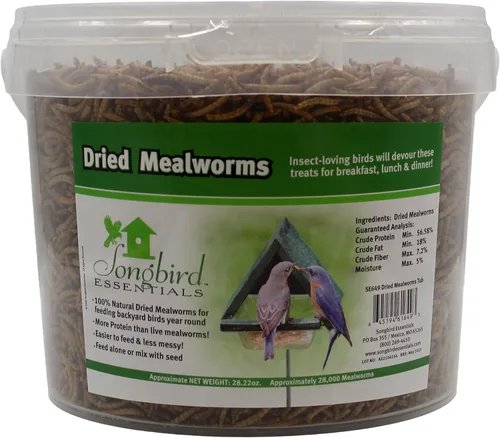 Vista 10 de Songbird Essentials Gusanos de harina secos para aves silvestres, gusanos de harina 100% naturales para pollos, pájaros azules, reptiles y patos