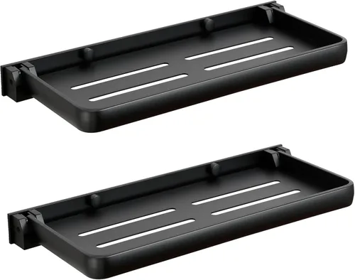 Vista 8 de Pequeño estante plegable de pared para baño y caravana, plegable a 90° e impermeable, pequeño estante de metal flotante para lavandería, inodoro