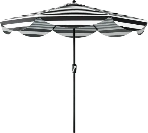 Vista 14 de Tempera Sombrillas de mesa festoneadas de 9 pies con inclinación automática para patio, con toldo resistente a la decoloración, 8 barras