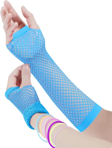 Vista 3 de ONUPGO 80s Costume for Women, 80s Accessories Fancy Dress Neon Headband Earrings Fishnet Gloves Necklace for 80s Retro Party