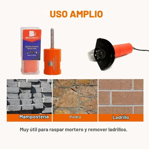 Vista 4 de Broca de rastrillo de mortero de diamante, enrutador de 4/25 pulgadas x 1 pulgada con rosca de 5/8-11 para señalar, granito, mármol, hormigón