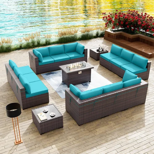Vista 28 de Kullavik - Juego de muebles para exterior de 6 piezas con sofá modular de ratán de polietileno, color negro