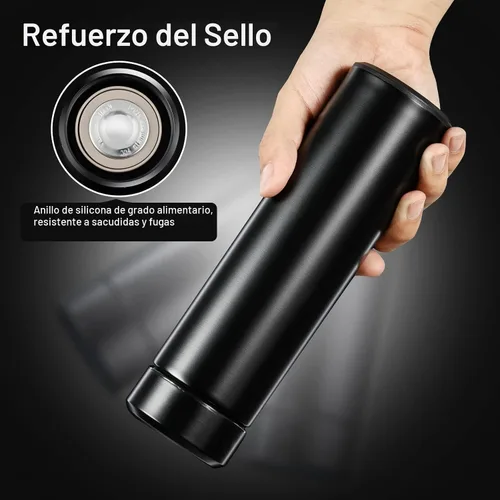 Vista 5 de PARACITY Botella de agua aislada, botella de agua de acero inoxidable de 15 Negro