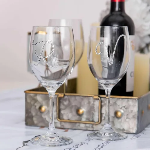 Vista 2 de Efavormart - Paquete de 12 calcomanías transparentes con monograma de diamantes de imitación de 1.5 pulgadas, calcomanías autoadhesivas para cajas