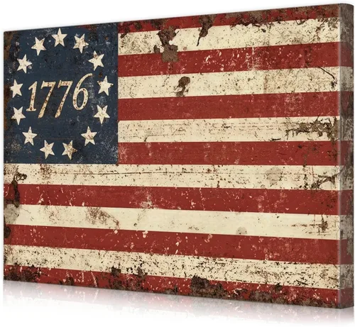 Vista 23 de DECORARTS - Arte de pared enmarcado con bandera de los Estados Unidos. Impresiones giclée en lienzo para decoración de pared. Total