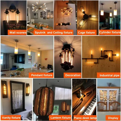 Vista 9 de LiteHistory Bombilla E12 regulable para candelabros de 60 W, paquete de 6 bombillas Edison E26 de 6 W = 60 W, 60 W, para candelabros, ventilador