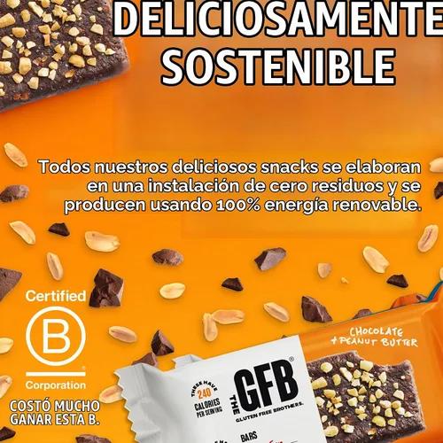 Vista 5 de The GFB Barras de proteína de mantequilla de maní de chocolate, sin gluten, a base de plantas, sin OMG, hechas de forma sostenible, ridículamente
