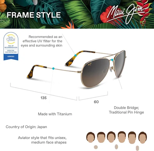 Vista 12 de Maui Jim Gafas de sol polarizadas de aviador Mavericks para hombre y mujer