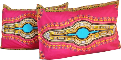 Vista 14 de Fundas de almohada en African Dashiki Art 100% algodón tejido Batik estampados, juego de 2 fundas, negro amarillo