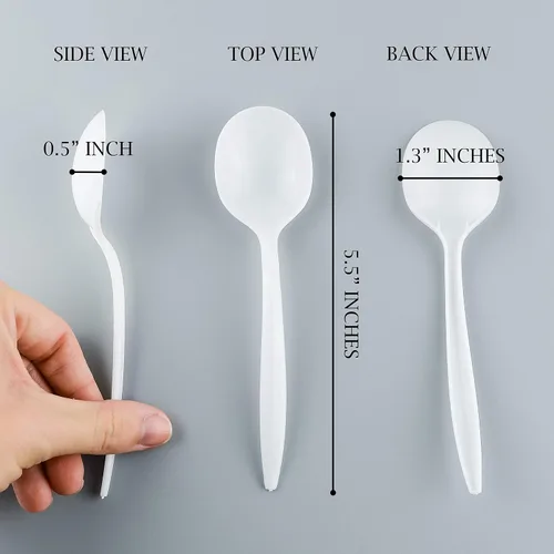 Vista 6 de Plasticpro Cubertería 800 cucharas de sopa de plástico desechables blancas de peso medio