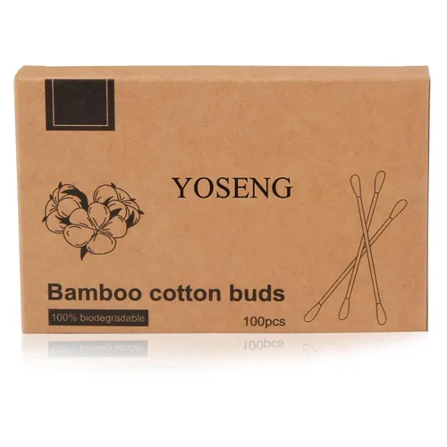 Vista 8 de Hisopos de algodón de bambú natural, ecológicos y biodegradables, cómodos y suaves, libres de plástico, para limpieza y maquillaje de orejas, Azul