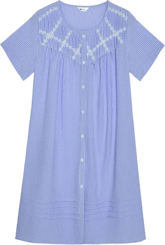 Vista 6 de AVIIER Vestido de casa para mujer, manga corta, abrigo de casa, bata con botones, ropa de dormir S-XXL