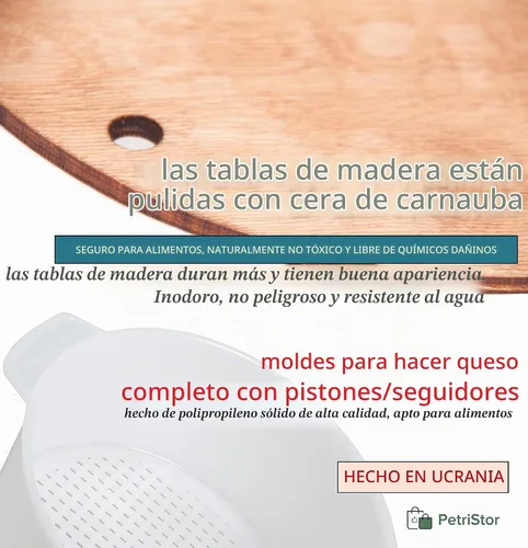 Vista 5 de PetriStor - Prensa para quesos de madera de 11 pulgadas de diámetro, guías de metal, molde de nogal y 2 quesos con pistón seguidor de 1.3 cuartos