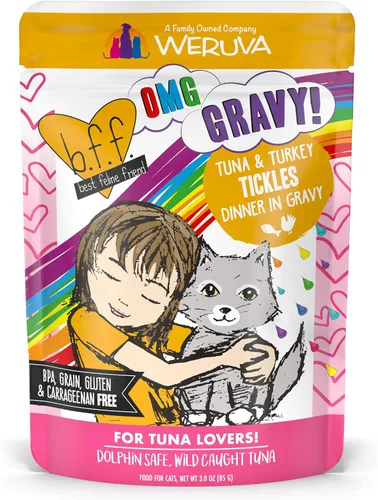Vista 26 de Weruva B.F.F. OMG - Best Feline Friend Oh My Gravy!, Booya! - Alimento para gatos con carne de res y pollo en salsa, bolsa de 2.8 onzas