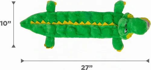 Vista 9 de Outward Hound Squeaker Matz - Juguete de peluche para perro, caimán, tamaño XL Verde