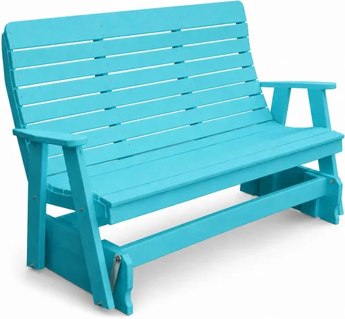 Vista 11 de Amish Made Antique Mahogany 4 ft Outdoor Glider Bench, HDPE Made in USA Fairfax Collection HDPE Poly Lumber Outdoor Glider Bench, All-Weather