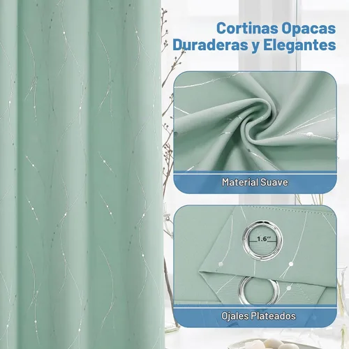 Vista 4 de BUHUA - Paneles de cortina opacas para sala de estar, cortinas con aislamiento térmico, cortinas de ventana para dormitorio, 72 pulgadas de largo