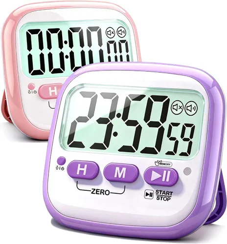Vista 11 de Antonki Paquete de 2 temporizadores de aula para niños y profesores, temporizador digital de cocina magnético de cuenta regresiva para cocinar