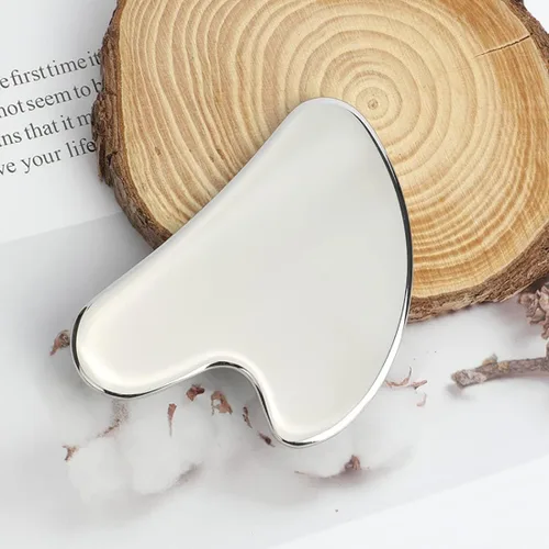Vista 6 de Juego de rodillos de acero inoxidable Gua Sha y cara, herramienta facial para esculpir la cara, cuidado de la piel de metal, masajeador para mujeres