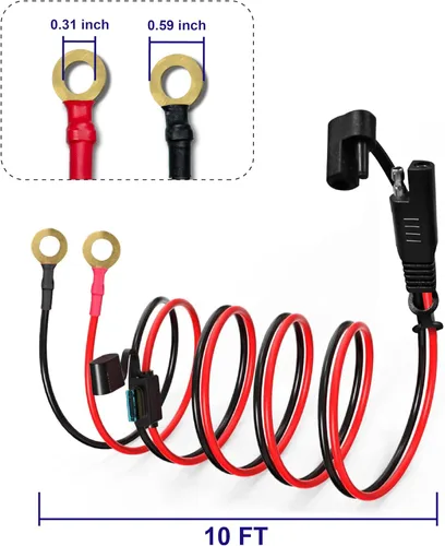 Vista 2 de BFXM Cable de Carga 10AWG 3.05MT, Arnés de Desconexión Rápida de Terminal de Junta Tórica SAE, Cables de Extensión de Conectores SAE de 2 Pines