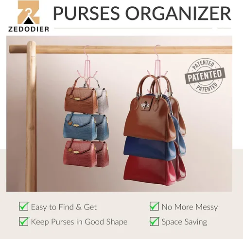 Vista 2 de ZEDODIER Organizador para colgar bolsos para armario, paquete de 4 soportes para bolsas colgantes, mantiene los monederos visibles y en buenas