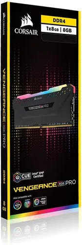 Vista 8 de Corsair Vengeance RGB Pro 16GB (1x16GB) DDR4 3600 (PC4-28800) C18 optimizado para AMD Ryzen - Negro (CMW16GX4M1Z3600C18)