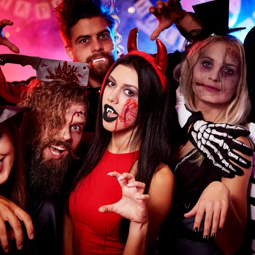 Vista 7 de Kit de colmillos falsos de sangre y dientes de vampiro, fiesta de Halloween, cosplay de vampiros