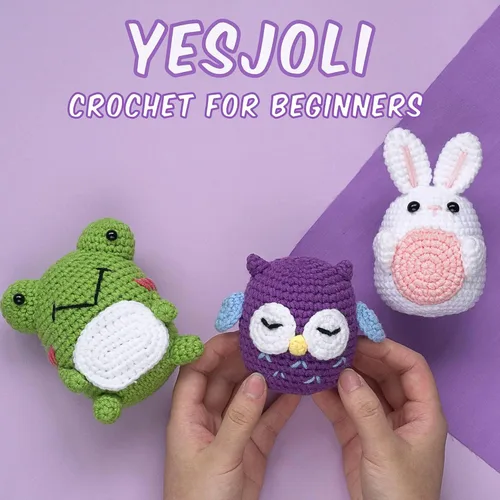 Vista 3 de YESJOLI Kit de ganchillo de animales para principiantes, kit de ganchillo y tejer para manualidades para mujeres adultas DIY con video tutorial paso