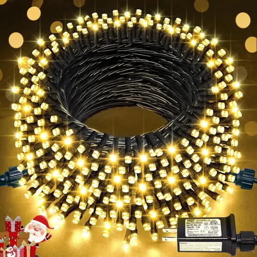Vista 31 de JMEXSUSS Guirnalda de luces de Navidad de 200 LED azules y blancas, 66 pies, de exterior, expansible, para árbol, fiesta o decoración de hogar