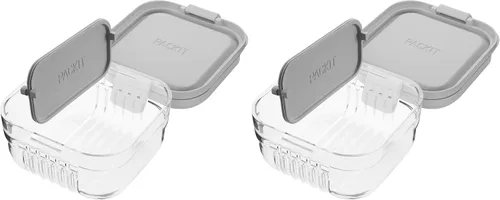 Vista 16 de PackIt Mod Lunch Bento Contenedor de almacenamiento de alimentos, verde menta, base de cristal transparente a prueba de roturas, con divisores