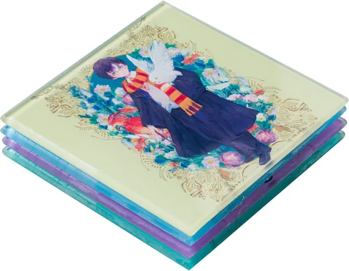 Vista 17 de Silver Buffalo Harry Potter Constellations - Juego de posavasos de cristal de 4 piezas, multicolor (HP26175A)
