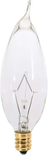 Vista 3 de Satco S3272 - Bombilla incandescente CA7 de 10 W, 80 lúmenes, color blanco suave, 2700 K, base de candelabro, regulable