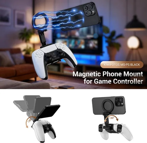 Vista 3 de Soporte magnético de teléfono para PS5 Soporte de controlador inalámbrico para control de juegos PS5