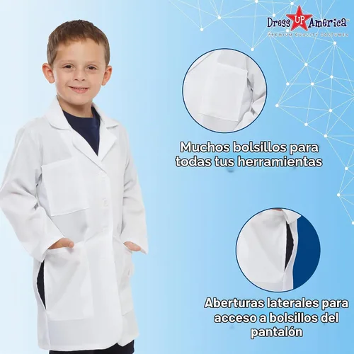Vista 4 de Dress Up America Abrigo de laboratorio para niños, blanco, personalizable
