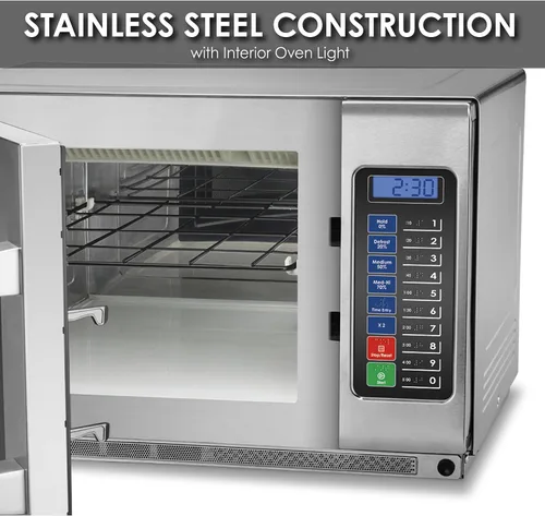 Vista 6 de Waring Horno Microondas Comercial WMO120 de Servicio Pesado, 1.2 Pies Cúbicos, 10 Ajustes de Memoria Programables, 5 Niveles de Potencia